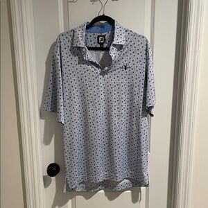 FootJoy Men's White and Blue Pattern Polo